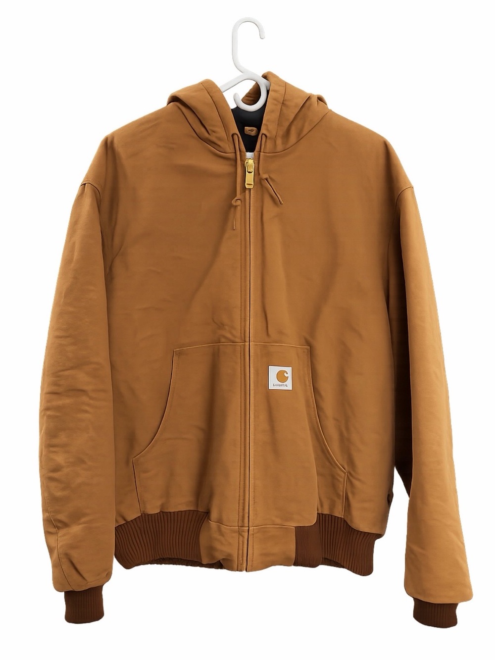 Carhartt J140 Duck Active Jacket Brown Hooded Workwear Men’s Large Regular